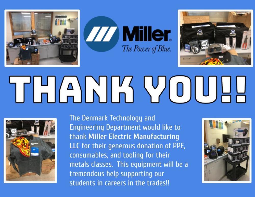 ​A big THANK YOU to Miller Electric Mfg. LLC!